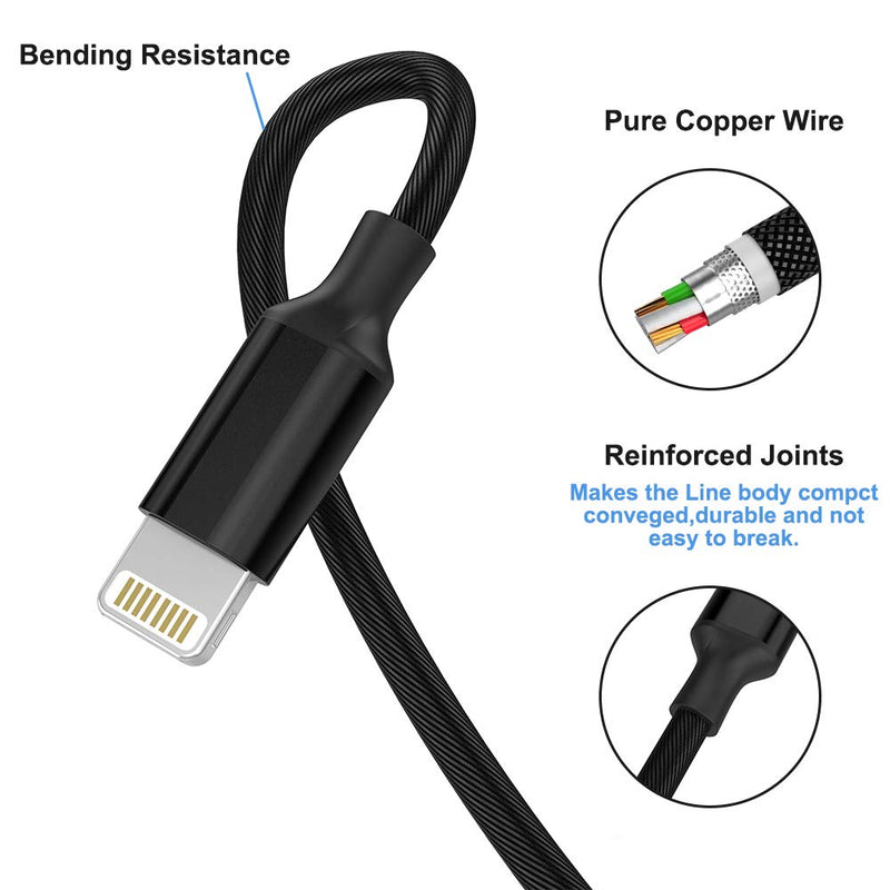 Multi 3 in 1 USB Long iPhone Charging Cable, 3M/10Ft Nylon Braided Universal Phone Charger Cord USB C/Micro USB/Lightning Connector Adapter for Android/Apple/Samsung/LG/Pixel/Huawei/XiaoMi(Black) 3IN3 BLACK