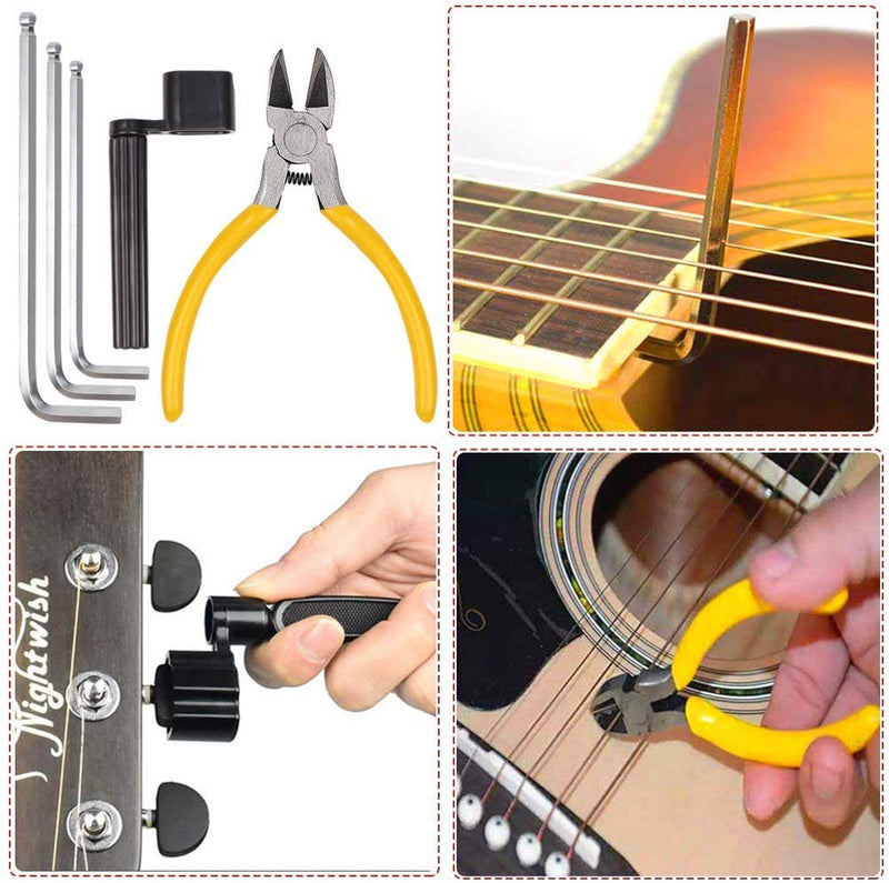 Yeelua 26Pcs Guitar Repairing Maintenance Tool Kit with Carry Bag, Guitar Ukulele Bass Mandolin Banjo Cleaning Maintenance Accessories Set, Guitar Tools for Music or String Instrument Enthusiast