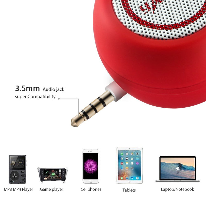 Portable Mini Speaker for iPhone/iPad/iPod/Tablet, 3W Cellphone Speaker with 3.5mm Aux Input, Clear Loud Sound in Compact Golf Size Body (Passion Red)