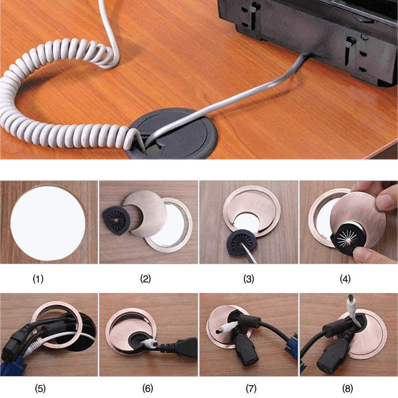 Eyech 4pc 2Inch Zinc Alloy Cable Hole Cover Computer Desk Grommet Wire Cable Hole Cover for Wire Organizers Fits for Home and Office