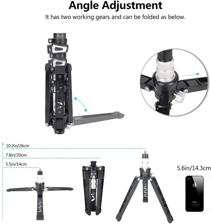 Tabletop Mini Tripod, Cayer SV5 Alumunium Portable Desktop Tripod Stand with 3/8"-16 Mounting Screw for Cayer Monopods, DSLR Camera, Video Camcorder, Mobile Phone and Action Cameras