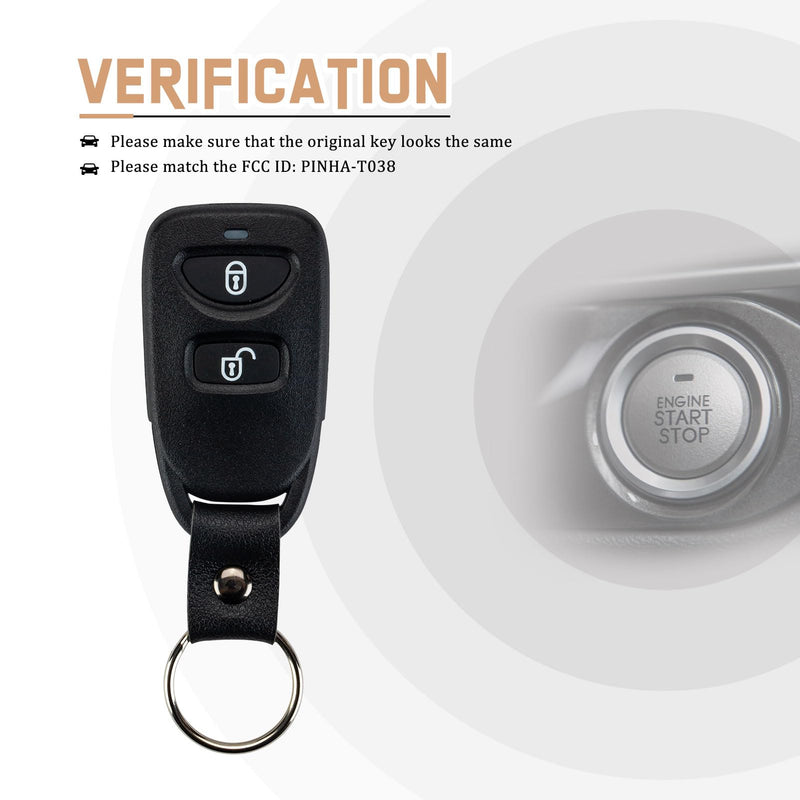USAKeys New Keyless Entry Replacement for 2007/2008/2009/2010/2011/2012 Hyundai Santa Fe with FCCID: PINHA-T038 (Single) SINGLE