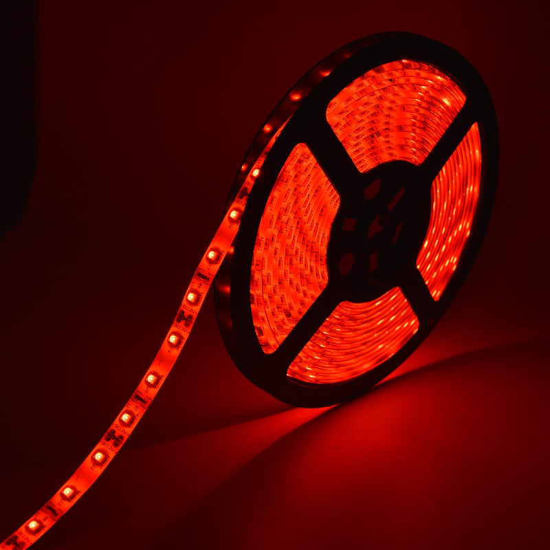 DealLED LED Strip Tape Light Kit with 12V Power Supply, for Under Cabinet, Kitchen, Household, Garden, Patio Accent Lighting, SMD3528 300LEDs Waterproof IP65 Glue Sealled (Red)