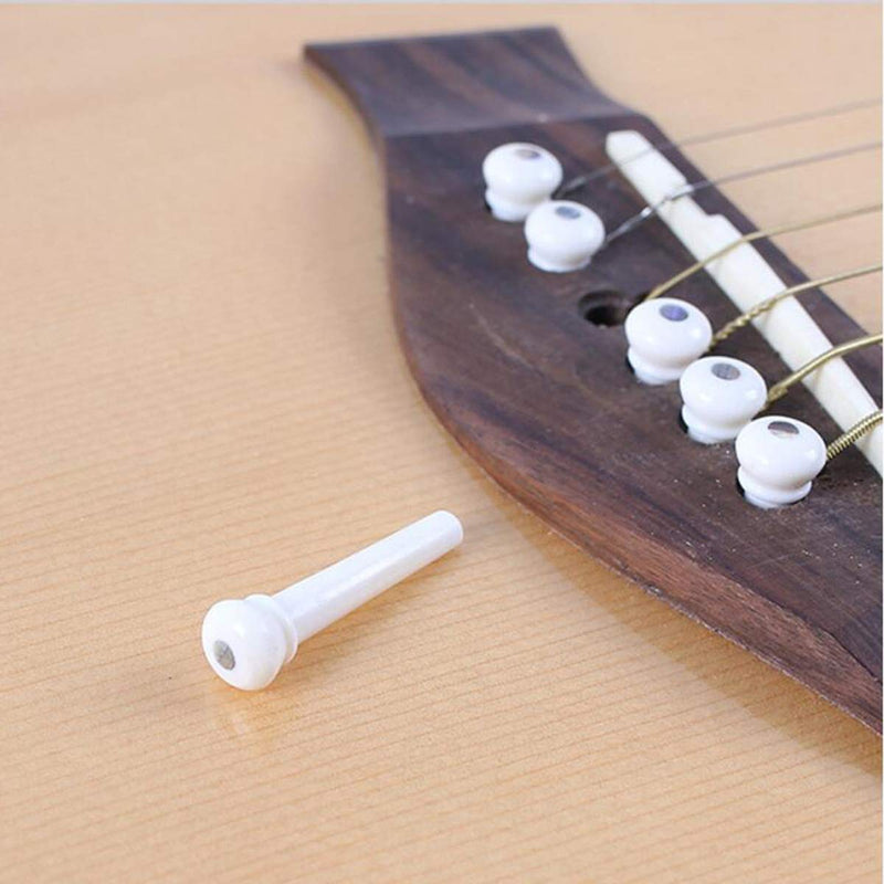 Guitar Bridge Pins Inlaid Abalone Dot, Bridge Saddle and Nut, Made of Real Bones, for 6 String Acoustic Guitar