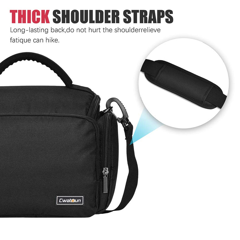 Cwatcun Shoulder Camera Bag Water Resistant Camera Bag Case for Nikon Canon Sony Pentax Olympus Panasonic Samsung Mirrorless SLR DSLR Photography Lens Accessories Large Black 1.0 BLACK L