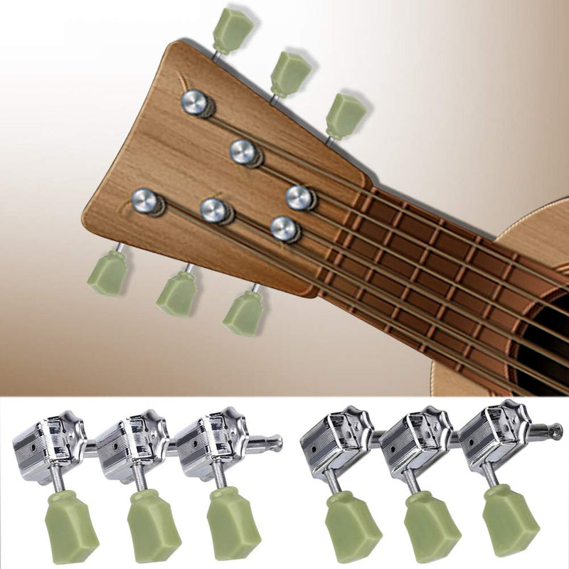 Dilwe Guitar Machine Heads, 3R 3L Machine Heads String Tuning Key Pegs Tuners Folk/Electric Guitar, Silver