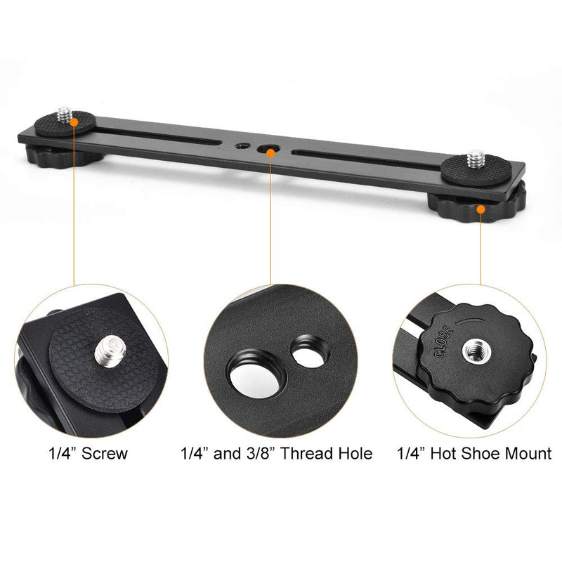 UTEBIT Dual Flash Bracket Tripod Mount 8" 20.5cm with 1/4" Screw & Hot Shoe 2 Pack Video Light Bracket Speedlite Holder for 2 Cameras Compatible for Photography, Studio, LED Light, Stand, Tripod, DSLR