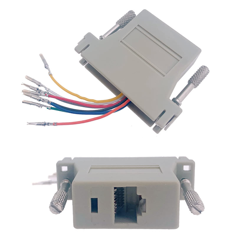 Jienk DB25 to RJ45 Modular Adapter, RS232 DB25 to RJ45 Female Jack Ethernet Adapter (DB25 Female to RJ45) DB25 Female to RJ45