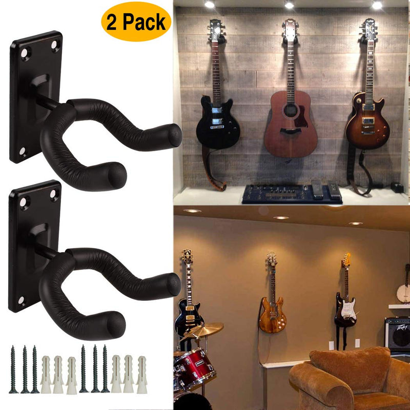 Guitar Wall Mount Hanger 2 pack Black Guitar hangers with Capo Guiar Capo Acoustic Electric Guitars Capo Rosewood