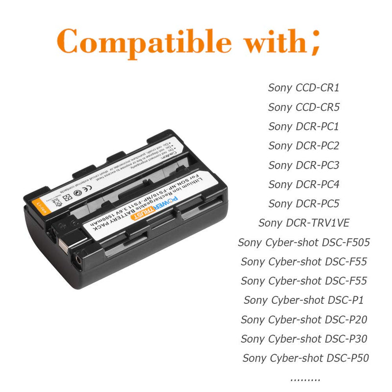 PowerTrust NP-FS10 NP-FS11 Battery + LED USB Charger for Sony CCD-CR1, CCDCR1, CCD-CR5, CCDCR5, CCD-CR5E, CCDCR5E, DCR-PC1, DCRPC1, DCR-PC2 Battery