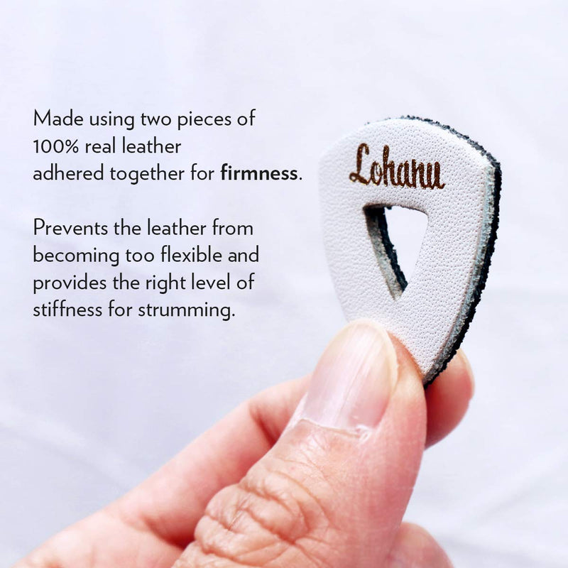 Leather Picks for Ukulele, Guitar and Bass by Lohanu - With Easy to Hold Triangle Shape Cutout - Produces Richer Warmer Natural Tone