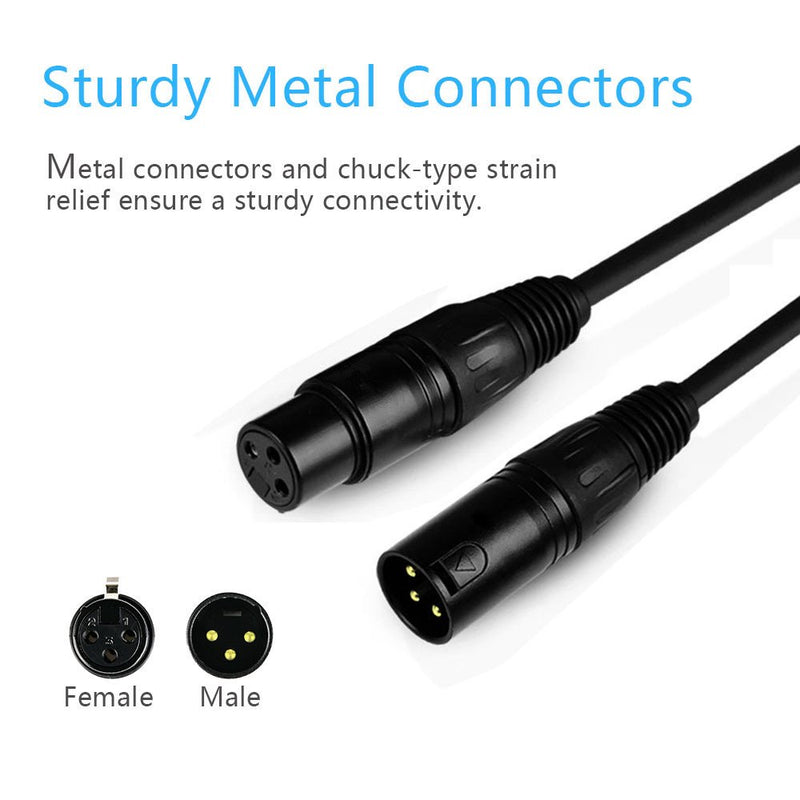 10 ft Flexible DMX Cable, JLPOW Gold-Plated 3 Pin Signal XLR Male to Female DMX Cable Wire, Best for DJ Stage Lighting Moving Head Lights Par Light (4 Pack) 10 ft--4 Pack