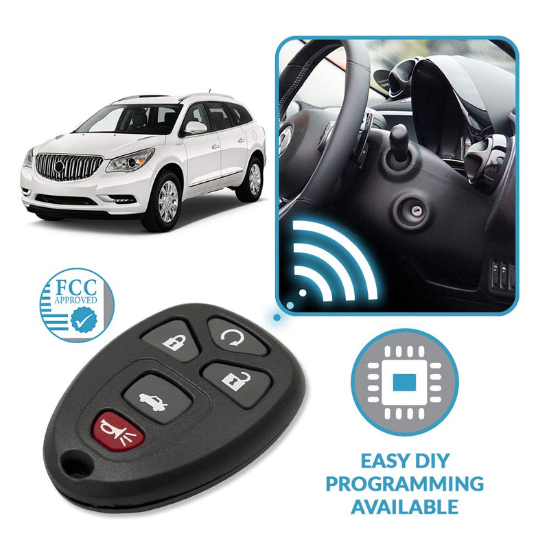 Keyless2Go Replacement for Keyless Entry Car Key Vehicles That Use 5 Button OUC60270 OUC60221, Self-programming
