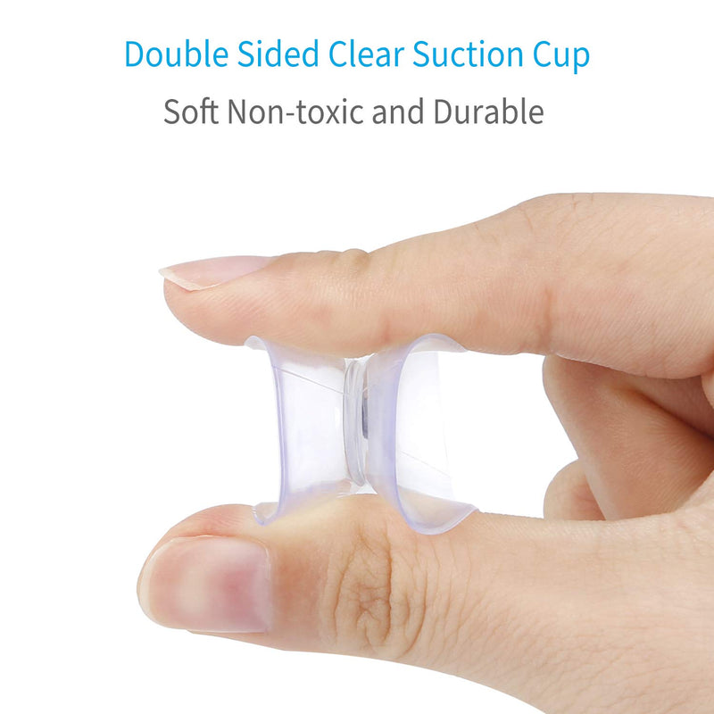 Pawfly 20 Pack Double Sided Suction Cups 1.2 Inch Clear PVC Plastic Sucker for Glass Table Mirror