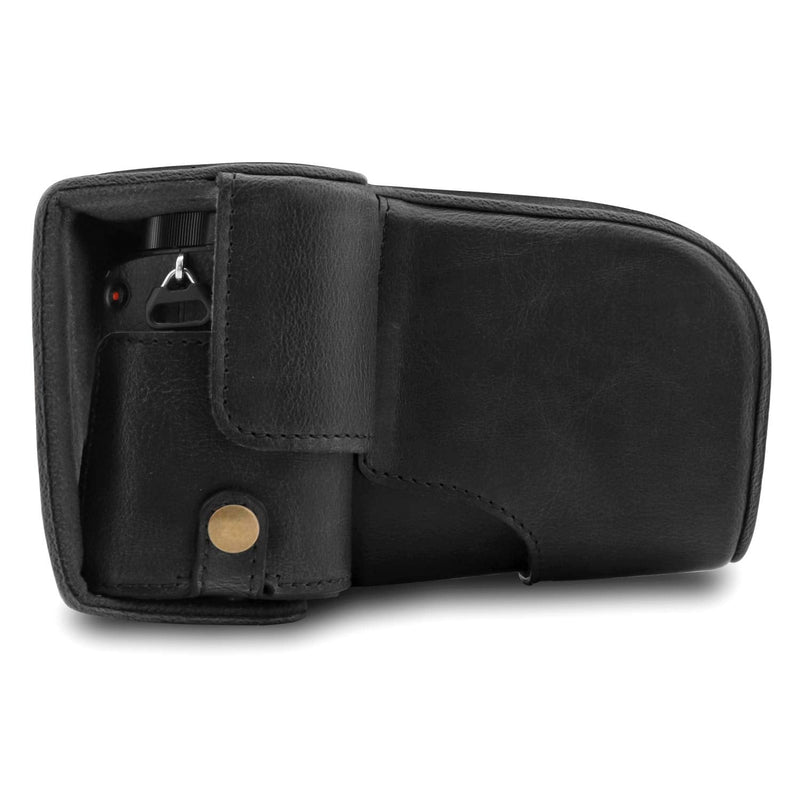 MegaGear Ever Ready Leather Camera Case Compatible with Sony Alpha A6100, A6400 (18-135mm) Black