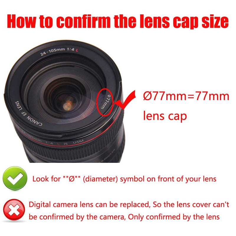 [2-Pack] R5 R6 Lens Cap [77mm] for Canon EOS R5 R6 RP w/RF 24-105mm, for Sony FE 85mm f/1.4 GM Lens