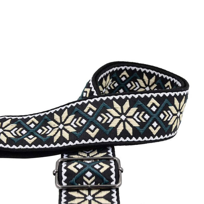 Rayzm Embroidery Guitar Strap, Jacquard Weave Cotton Strap for Acoustic/Electric/Bass Guitar with Plectrum Picks Pocket and 1 Pair Strap Blocks, Metal Buckle, 5cm Wide, Adjustable Length for guitar