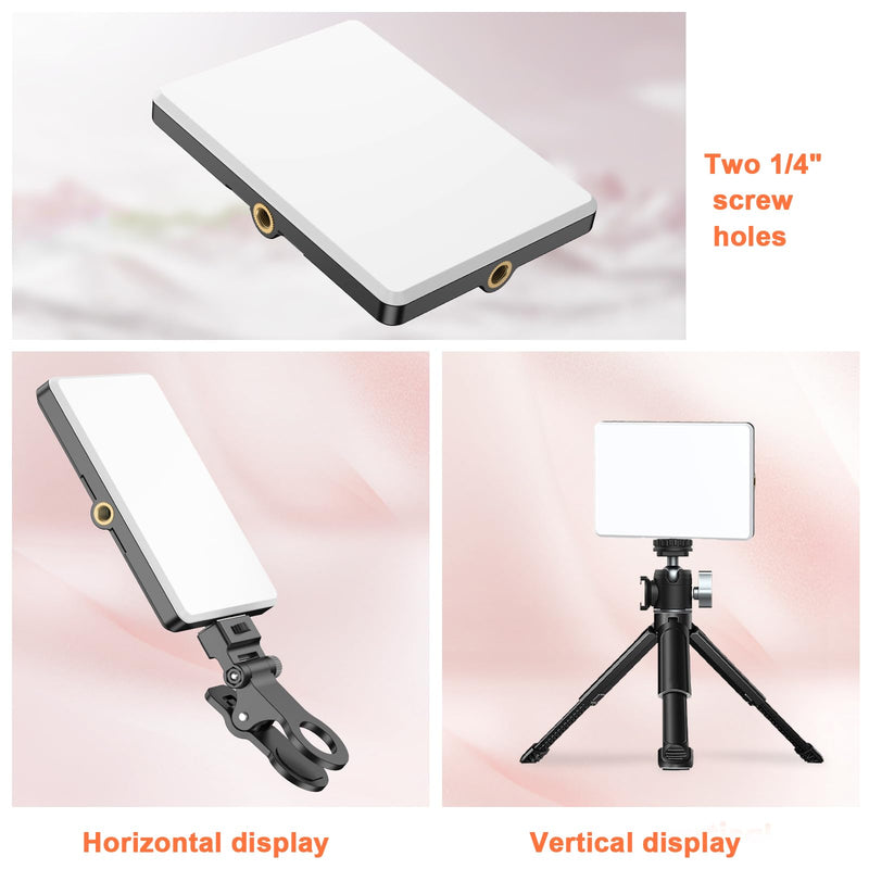 [AUSTRALIA] - TONEOF Portable Selfie Light,Rechargable 60 LED Phone Light with Clip & Double 1/4" Screw Hole,2500k-9000K Dimmable Camera Light for iPhone,Android,Laptop,Tablet,Selfie/Video Conference 