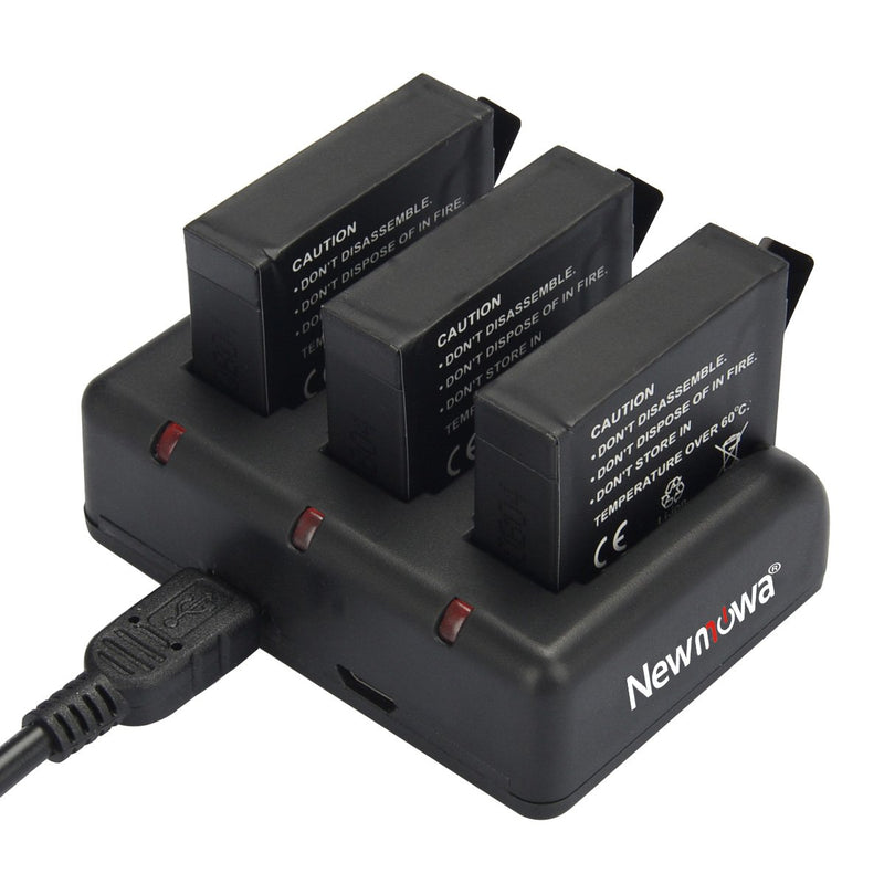 Newmowa Rapid 3-Channel Charger for GoPro Hero 3, GoPro Hero 3+, GoPro Hero4, AHDBT-301, AHDBT-302, AHDBT-401 (Rapid 3-Channel Charger)