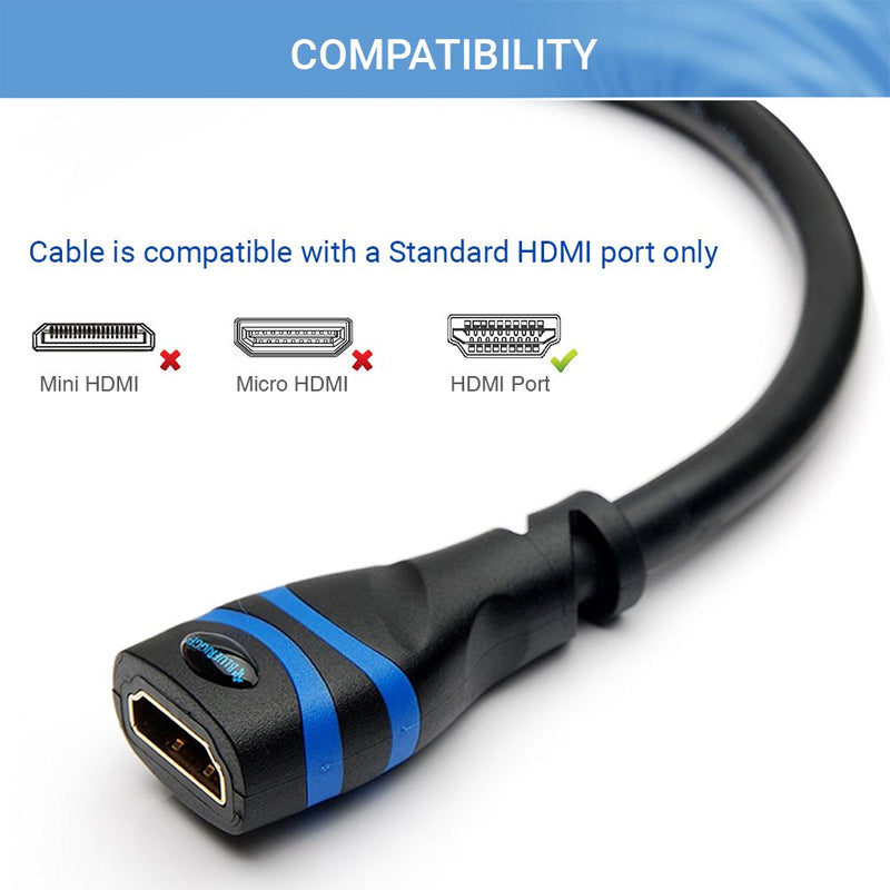 BlueRigger 4K HDMI Extension Cable (3FT, Male to Female Extender, Black, 4K 60Hz, High Speed) 3FT