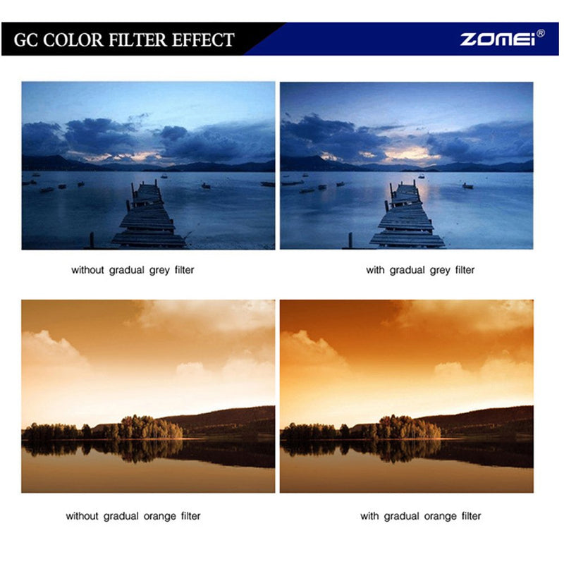 ZOMEI 58mm Graduated Gradual Neutral Density Grey Lens Filter GC for Canon Nikon Gray 58MM