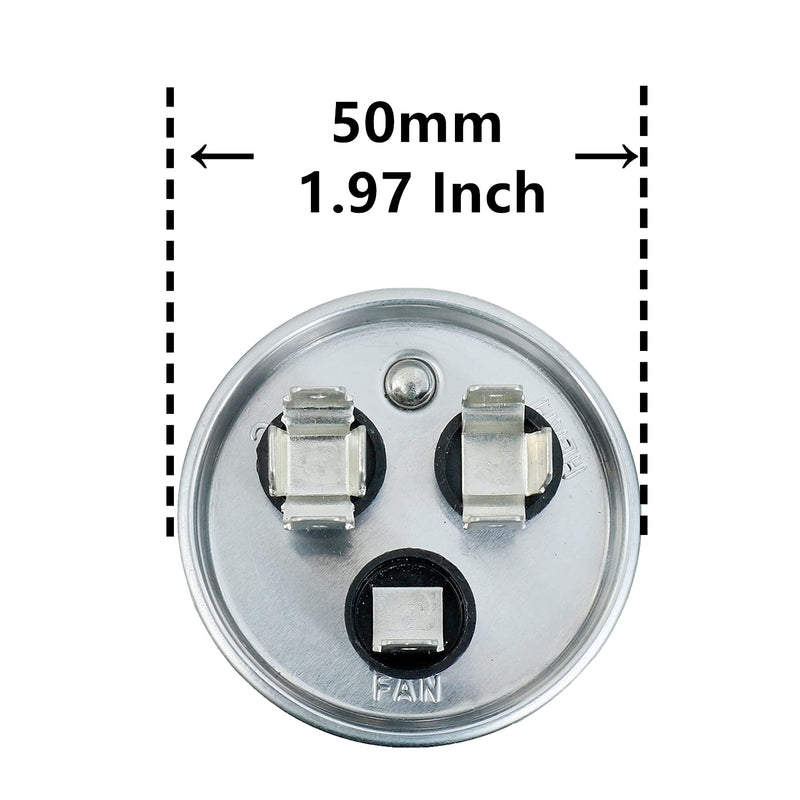 BOJACK 45+5uF 45/5MFD ±6% 370V CBB65 Dual Run Circular Start Capacitor for AC Motor Run or Fan Start or Condenser Straight