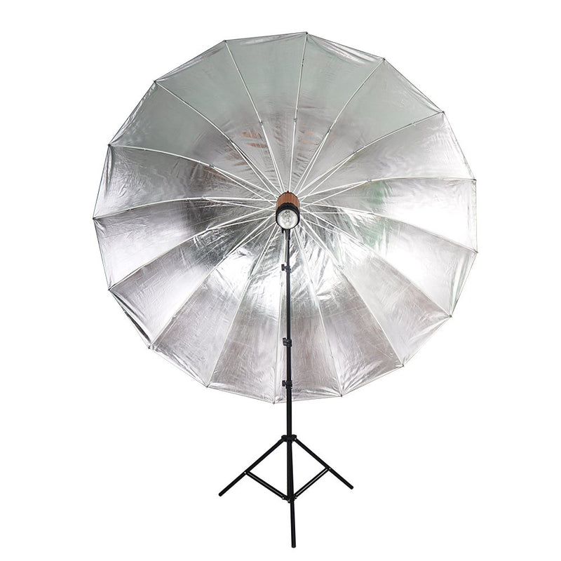 FOTOCREAT 51"(130cm) Parabolic Umbrella -Professional Sliver with Black Umbrella Reflector for Strobe Speedlight 51"(130cm)