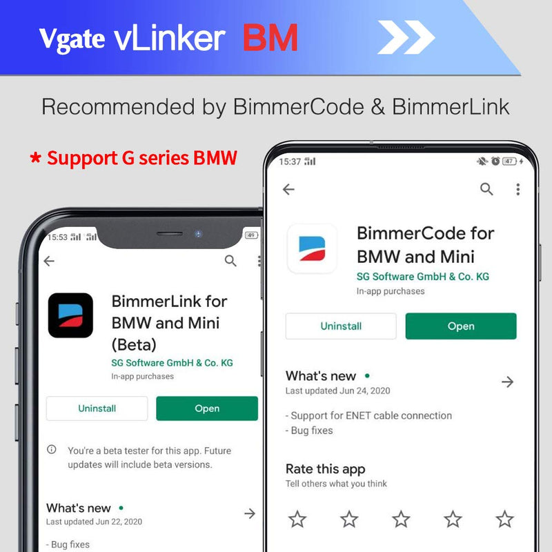 Vgate vLinker BM OBD2 Bluetooth Code Reader, OBDII Scan Tool for Android & Windows - Made for BimmerCode vLinker BM BT3.0