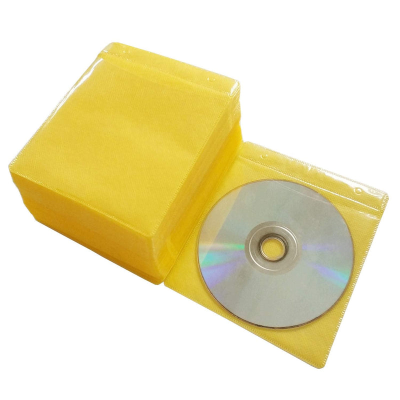 [AUSTRALIA] - HAPLIVES CD/DVD/BluRay Sleeves,Double-Sided Refill Plastic Sleeve for CD and DVD Storage Binders,100 Pack (Yellow) Yellow 