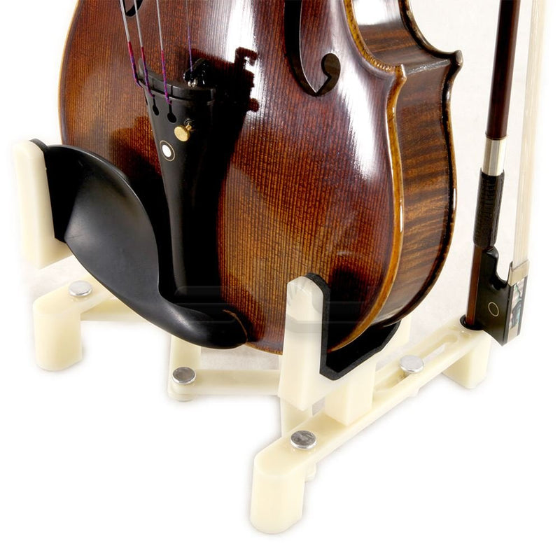 SKY Brand Violin Viola Stand Lightweight and Foldable Stand with Bow Holder White