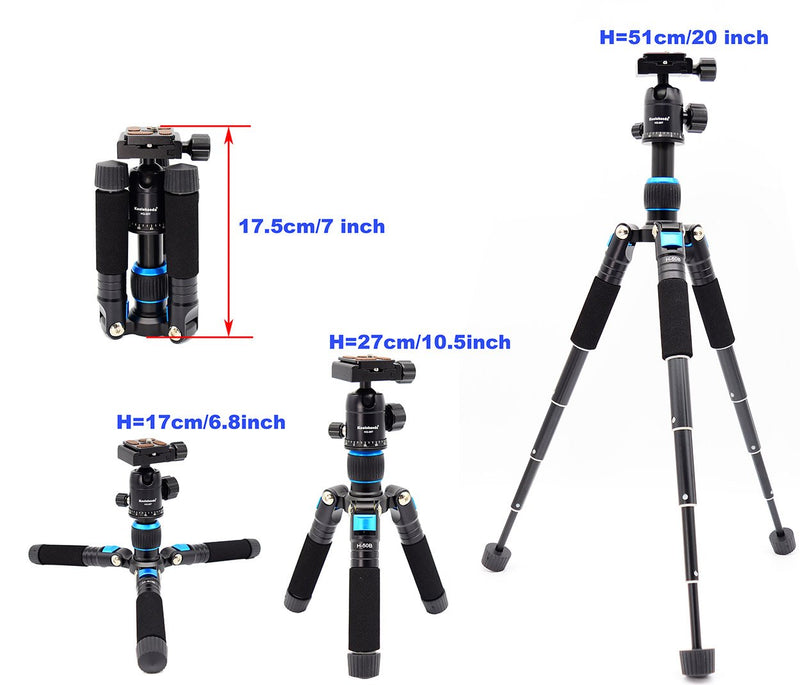 Koolehaoda Travel Portable H-50B Mini Tripod Compact Desktop Macro Mini Tripod with Ball Head (H-50B)