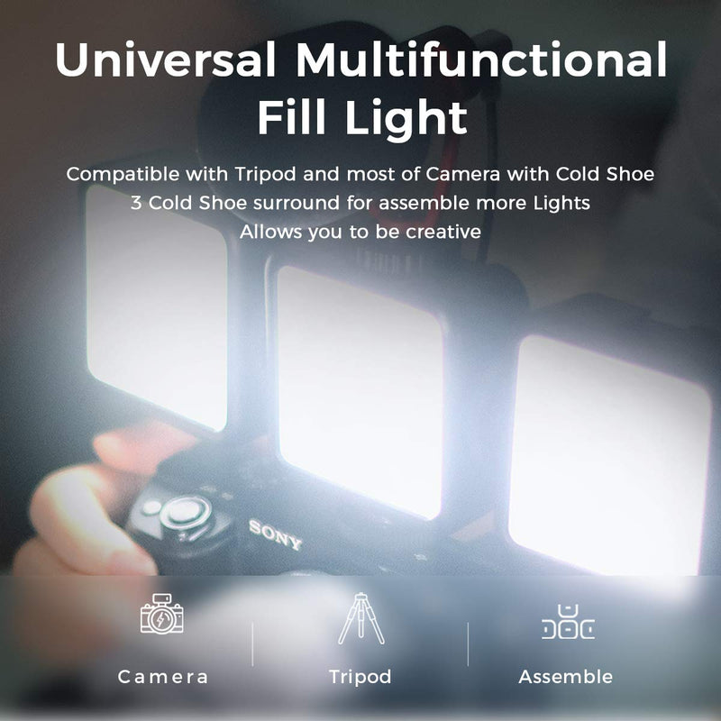 Video LED Light VIJIM VL81 Camera LED Light w 3 Cold Shoe, Rechargeable Soft Light Panel for DJI OSMO Mobile 4 Pocket Zhiyun Smooth Sony ZV-1 A7 III RX100 VII Canon G7X III A6400 GoPro 9/8 Vlogging