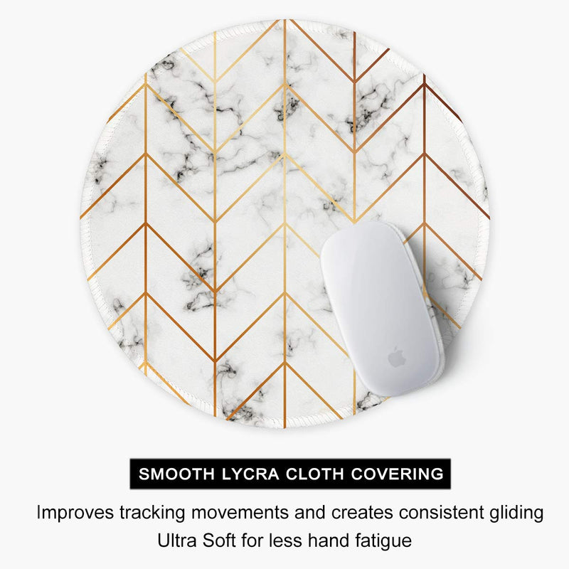 Auhoahsil Mouse Pad, Round Marble Theme Anti-Slip Rubber Mousepad with Durable Stitched Edges for Gaming Office Laptop Computer PC Men Women Kids, Cute Custom Design, 8.7 x 8.7 in, Striped Marble Vintage Marble