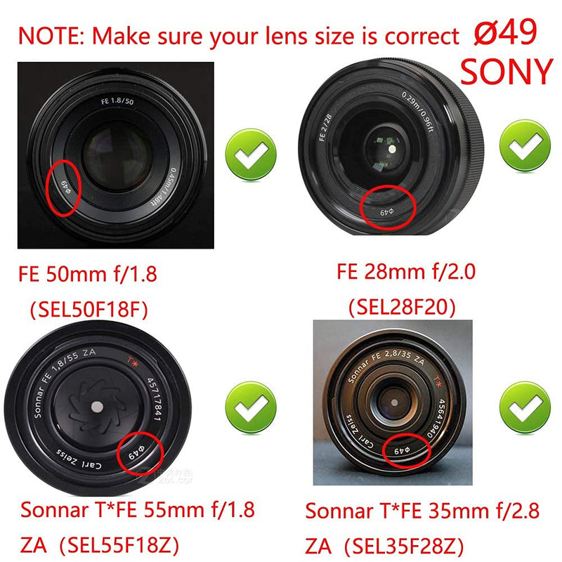 WH1916 49mm Lens Cover Cap for Canon M50 M100 M6 w/ EF-M 15-45mm IS STM Lens, Sony RX1R w/ SEL 18-55mm, NEX-7 w/ E 55-210mm Lens (2 Packs)