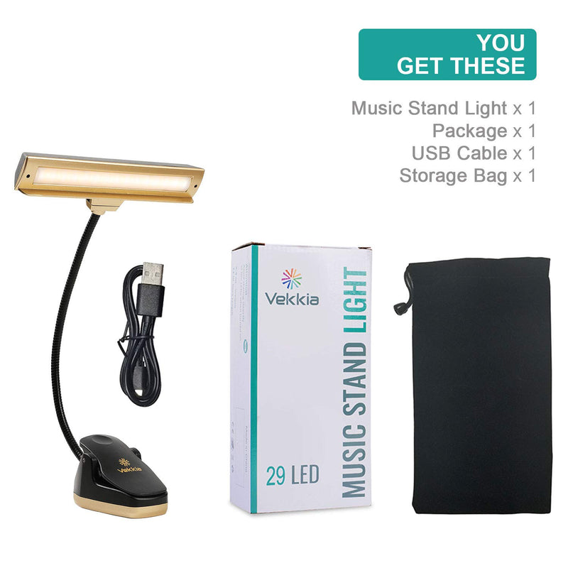 Royal Super Bright 29 LED Music Stand Light, Clip On Orchestra Piano Lights, Infinite Levels Dimmable, Vertisile, Super Bright. Great for Piano, Orchestra, DJ& Craft. USB Cord& Carry Bag Incl.