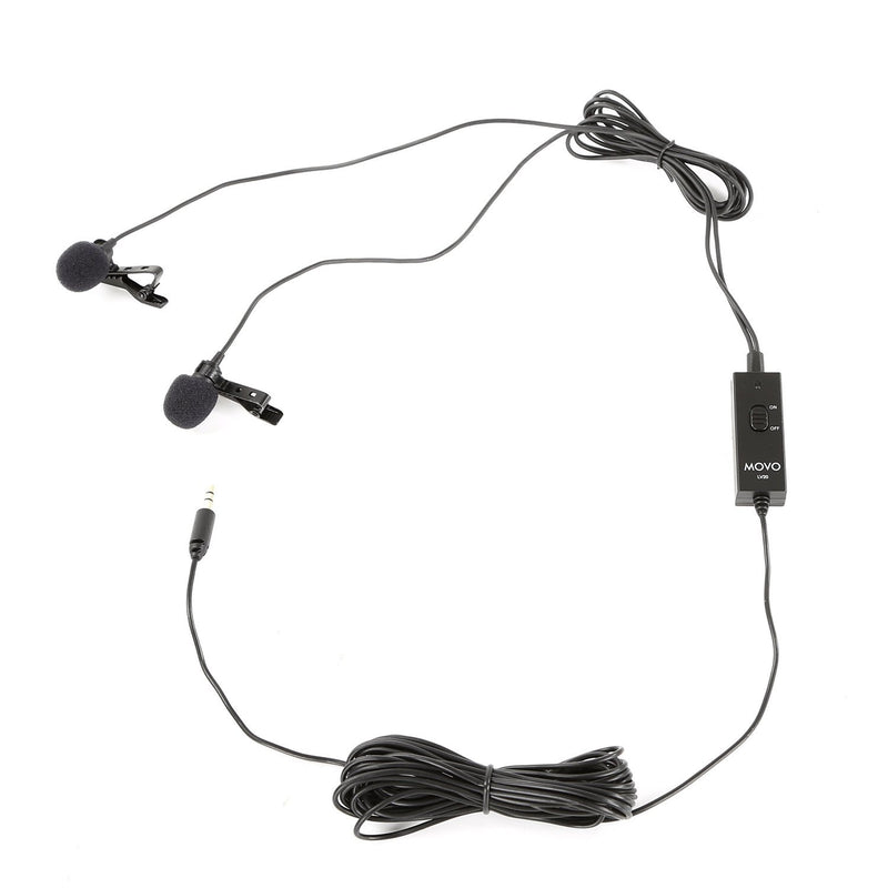 [AUSTRALIA] - Movo LV20 Dual Lavalier Microphone - Clip-on Omnidirectional Condenser Interview Microphone Set for Cameras, Camcorders, and Recorders 