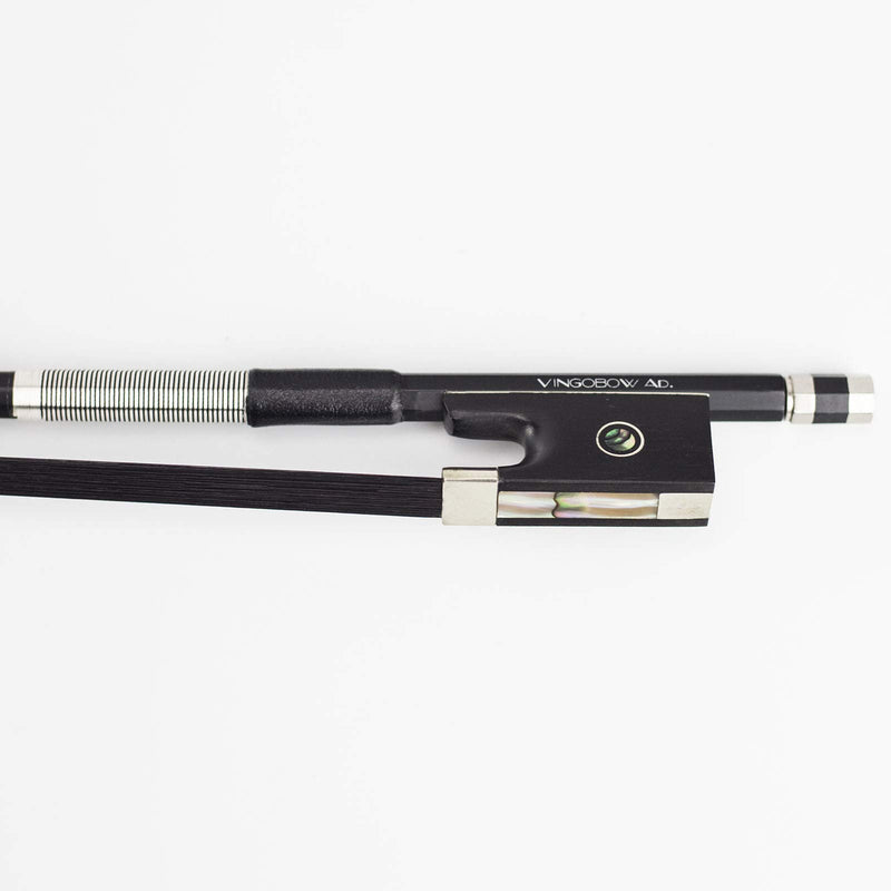 Carbon Fiber Violin Bow 1/2 Size VINGOBOW 100VB 62 cm Half 2/4 for Advanced Student Straight Parisian Eyes Ebony Frog Unbleached Mongolian Black Horse Hair Powerful and Wild Tone Smooth Screw