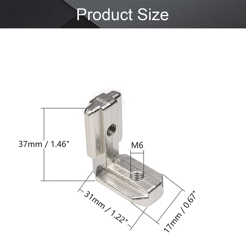 MroMax Internal Joint Bracket 1.5" x 1.22" (L x H), Internal Angle Connector 40 Series for Aluminum Extrusion Profiles, Silver 10 PCS (Without Fixing Screws)