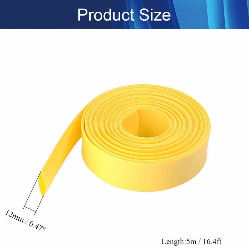 Aicosineg Heat Shrink Tubing 2:1 Heat Shrink Wrap Cable Sleeve Heatshrink Tube Dia 12mm Insulation Heat Shrink Tube Length 5m Yellow 1Pcs