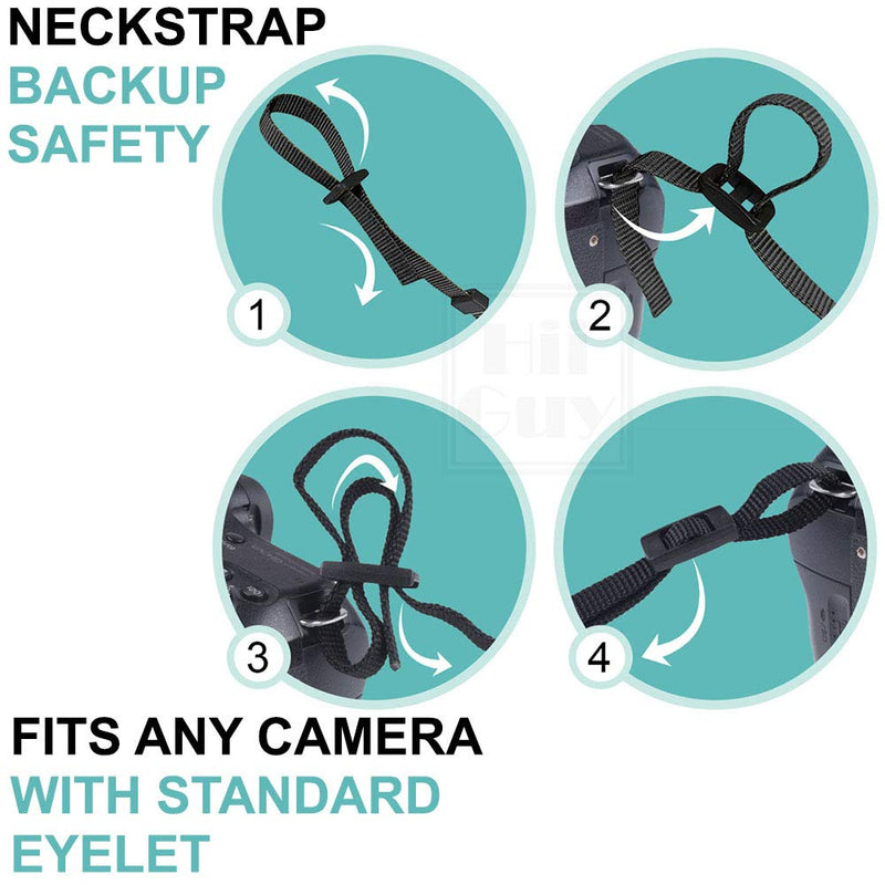 HiiGuy Camera Strap, Adjustable Padded Sling for All SLR and DSLR Cameras, Neck and Shoulder Strap, 32 Inches Long, with Screw Mount, Safety Tether