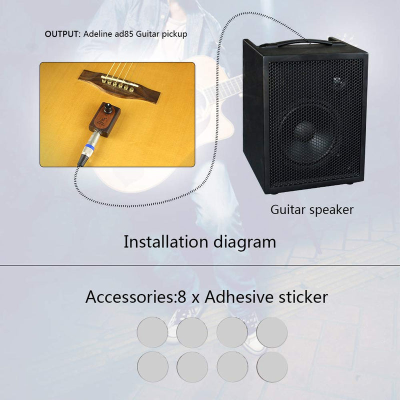 Adeline piezo transducer pickup very convenient for Acoustic Classical Guitar Ukulele Violin Cello Mandolin Banjo etc,The sound clear,warm and crisp.With volume control, no guitar drilling