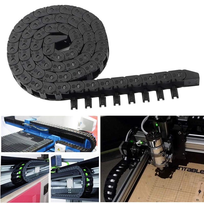 BCZAMD 10X11mm Drag Chain Semi Enclosed Type Adjustable Cable Wire Carrier Black 1M Plastic Flexible Nested Drag Chain Cable Track for 3D Printer CNC Router Mill