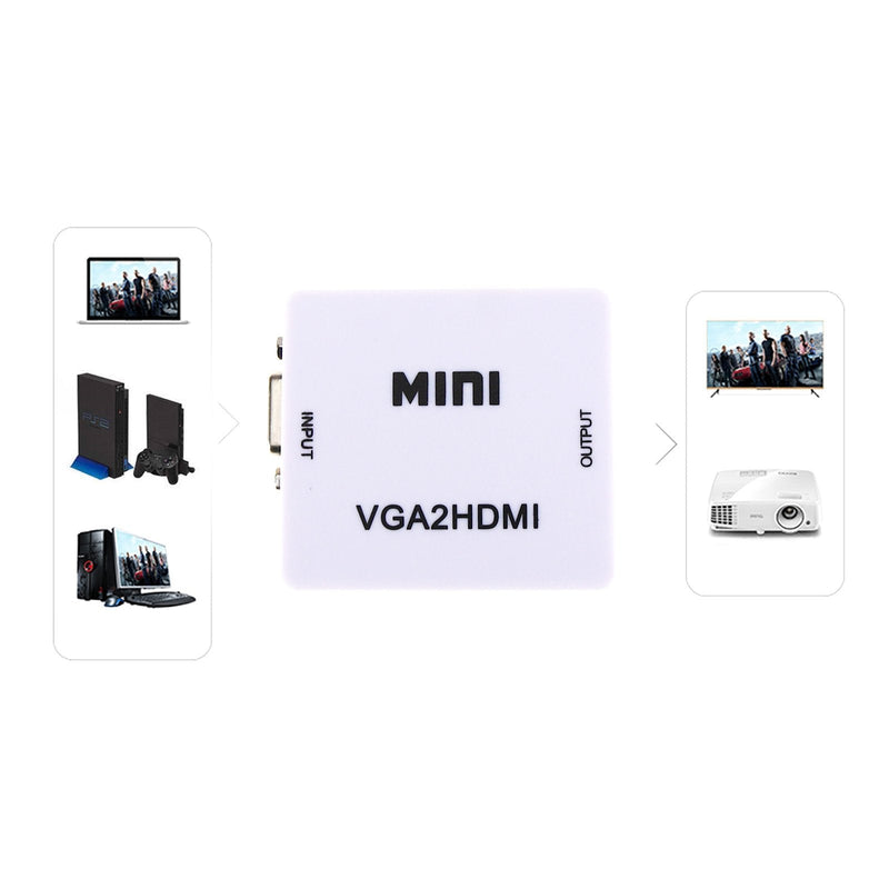 Micro Traders VGA to HDMI Converter HD 1080P HDTV Video Audio Adapter with Audio Box Adapters Compatible with PC Laptop