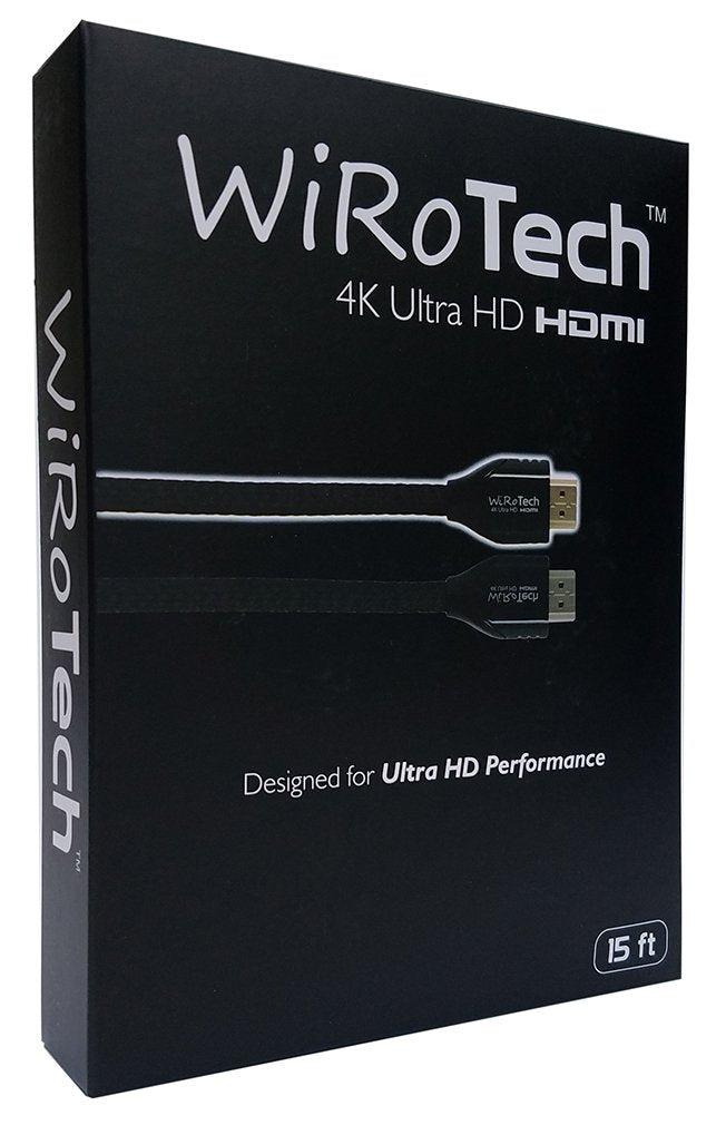 WiRoTech HDMI Cable 4K Ultra HD with Braided Cable, HDMI 2.0 18Gbps, Supports 4K 60Hz, Chroma 4 4 4, Dolby Vision, HDR10, ARC, HDCP2.2 (15 Feet, Black) 15 Feet
