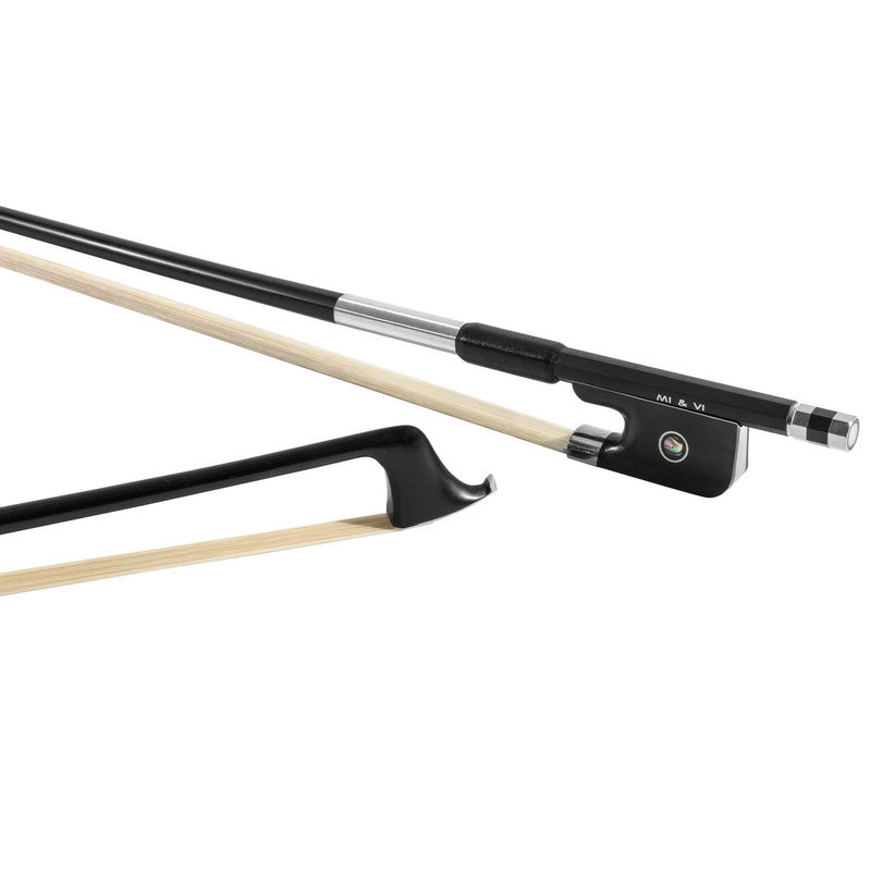 MI&VI Classic Carbon Fiber Cello Bow (Size 1/4) with FREE Bow Soft Bag and Ebony Frog | Octagonal Silver Mount | Well Balanced | Light Weight | Real Mongolian Horse Hair - By MIVI Music Cello 1/4