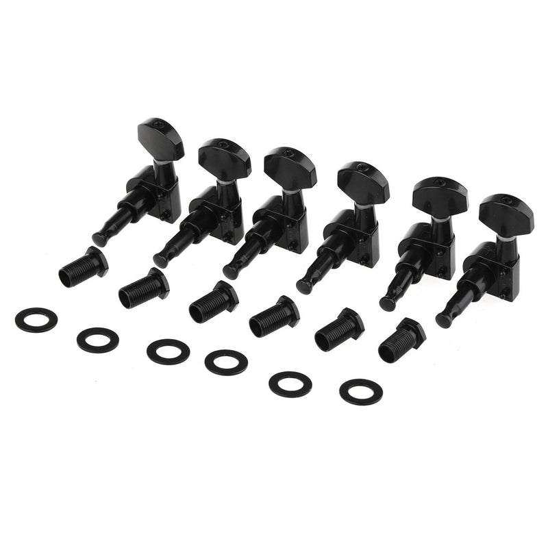 Musiclily Pro 6 in Line Sealed Dual Pin Guitar Tuners Tuning Pegs Keys Machine Heads Set for Squier Strat, Black