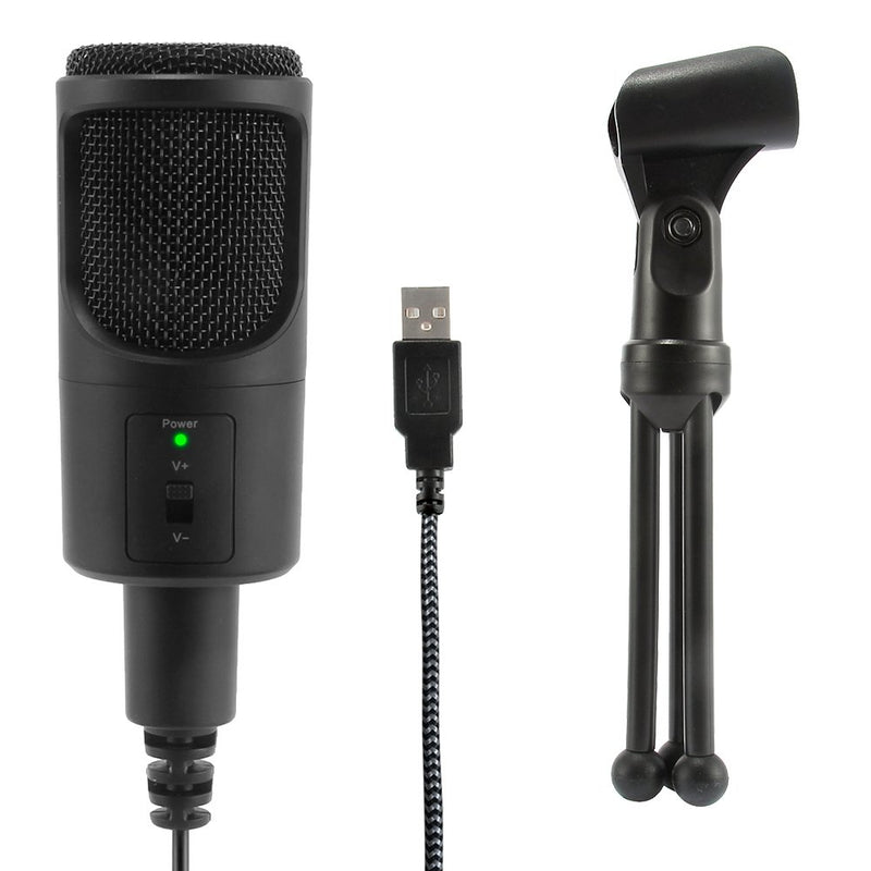 Woxter Mic Studio 50 Condensation Microphone with Tripod Included, USB Connection, Compatible with Youtube, Skype, Twitch, Black Woxter Mic Studio 50