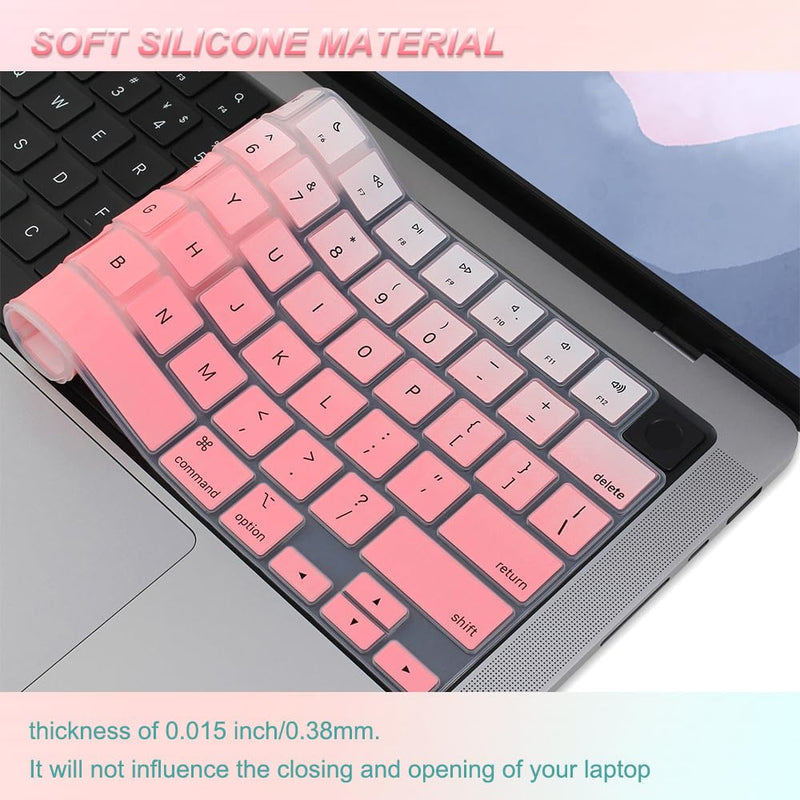 Silicone Keyboard Cover Skin for MacBook Air 15.3" 13.6 inches A2941 A2681 M2 Chip Released in Jun. 2023 US Layout Ultra Thin Non-Slip Protector Accessories (Gradient Pink) Gradient Pink