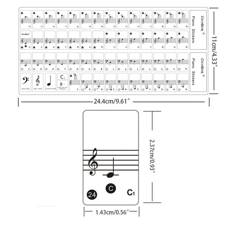 MOOCY Piano Key Stickers Removable Keyboard Note Decals for 49 61 76 88 Key Keyboards