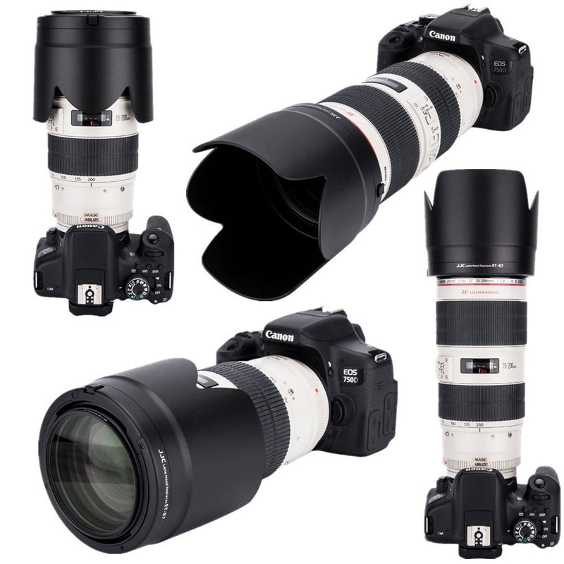 JJC Dedicated Reversible Lens Hood Shade for Canon EF 70-200mm f/2.8L is III USM & Canon EF 70-200mm f/2.8L is II USM Lens Replaces Canon Lens Hood ET-87, with Button to Lock or Release - Black